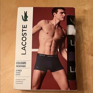 Lacoste Men's Microfiber Boxer Trunks 3-Pack - Black, White, Navy